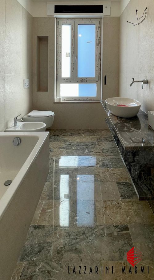 top bagno in marmo grigio orobico di lazzarini marmi